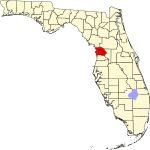 Map of Florida highlighting Citrus County